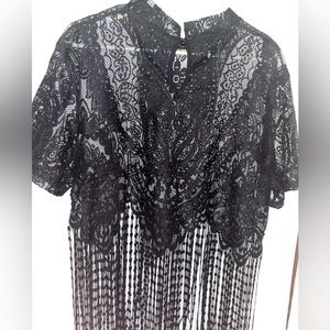 SheIn sheer crop top with fringe.